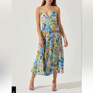 Astr Blythe Floral Plisse Dress